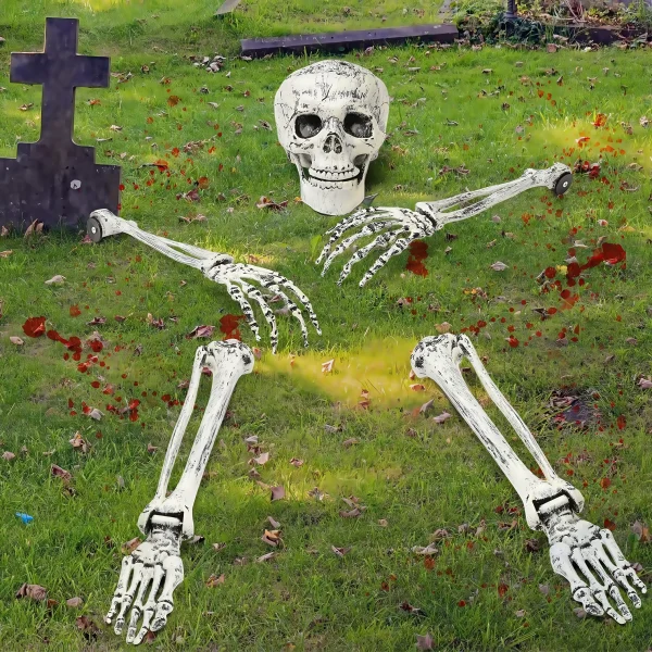 Decorazioni per paletti di scheletro di Halloween, ossa realistiche delle gambe del braccio dello scheletro, decorazione di Halloween del giardino del cortile spettrale 5