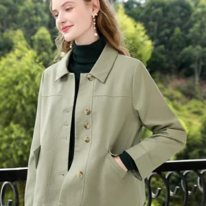 I BELIEVE YOU grigio verde giacche corte autunno vestiti 2024 donne ufficio signora Basics Casual colletto rovesciato cappotto solido 2244185834 1