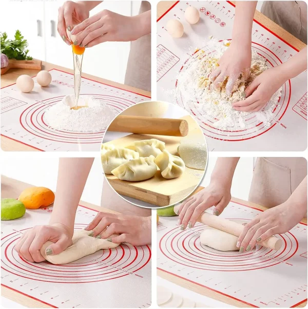 Oversize 60/70/80cm Tappetino da forno in silicone Rotolamento Impastare Pad Strumenti per pasticceria Crepes Pizza Impast Tappetino in silicone antiaderente per la cucina 4