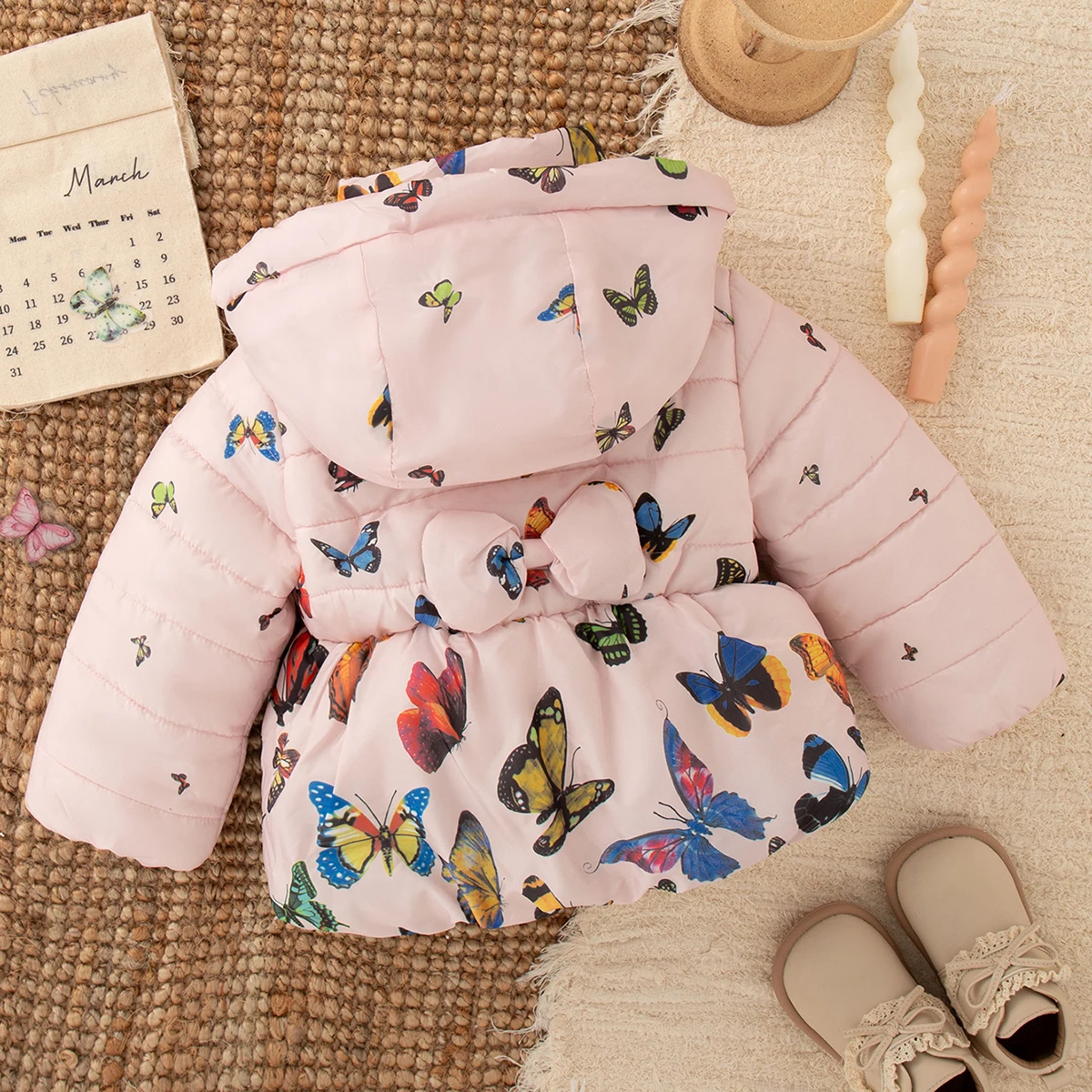 Abbigliamento per bambini Borsa invernale nuovo stile Vestiti scoreggia Elegante set di abiti con gilet rosa Set di abiti per bambini di un anno da donna 5