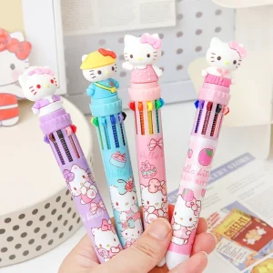 Sanrio Hello Kitty Penna a sfera 18/36 pezzi Nuovo 10 colori Cartoon Press Penna per scrittura 0.7mm Materiale scolastico Cancelleria Studenti Penne 1