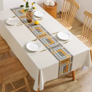 Tovaglia rettangolare in poliestere impermeabile con motivo moderno e conciso, decorazioni per la casa, cucina, soggiorno, festa di nozze 1