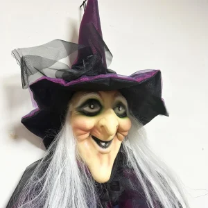 Strega illuminata attivata dal suono di Halloween, fantasma appeso, oggetti di scena spaventosi per casa stregata, bar, sala segreta, cortile esterno, festa in giardino 1