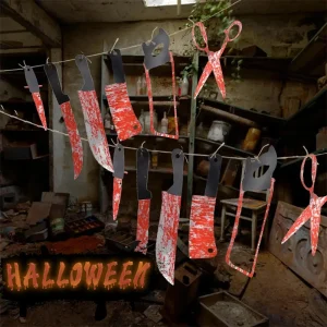 Banner con coltello a sangue finto in stile gotico Terrificante decorazione da appendere per case stregata di Halloween Bar Scherzo Puntelli per spaventare 1