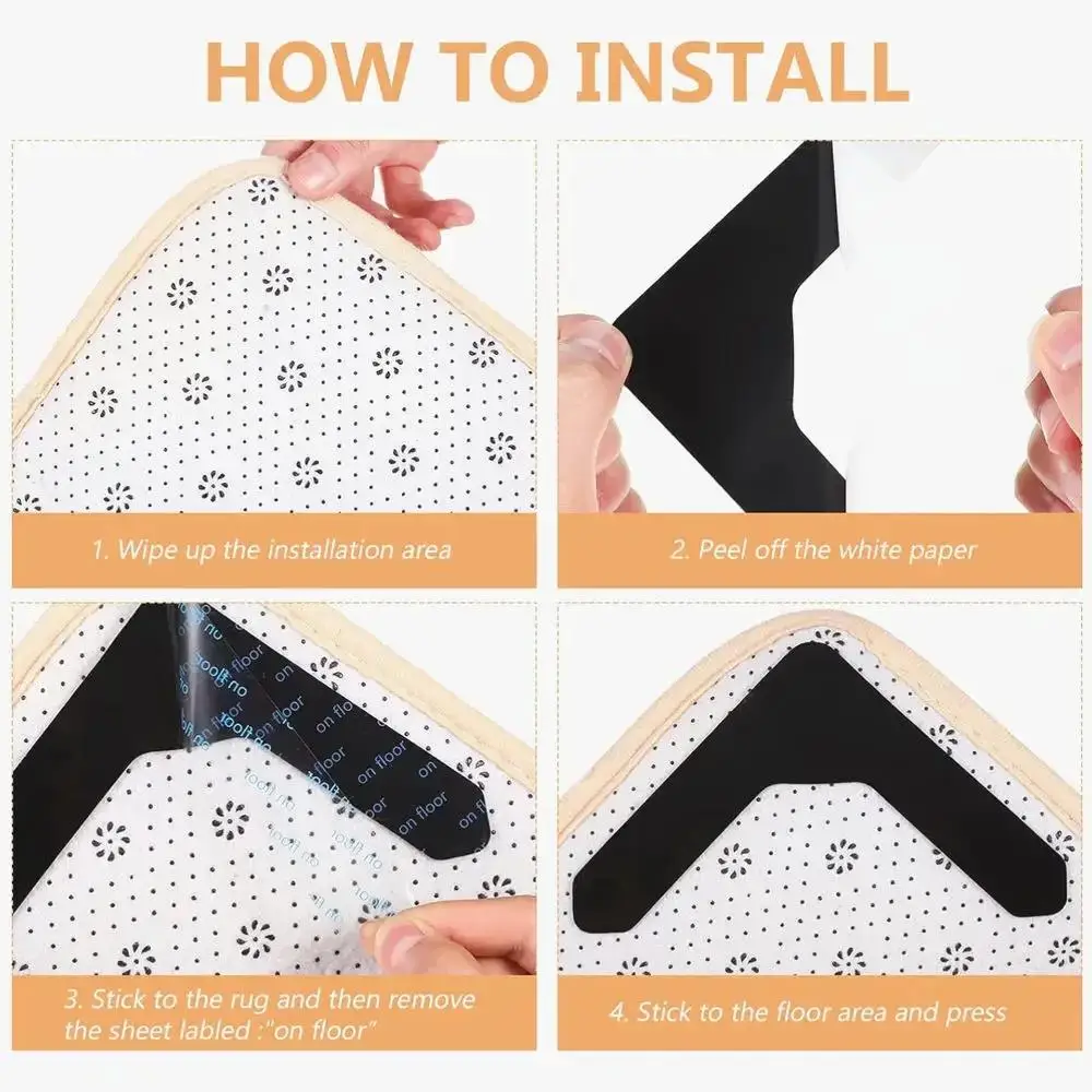 1-20 pezzi non adesivo riutilizzabile lavabile tappeto pinza anti curling adesivo casa bagno tappeto fornitura tappetino 6