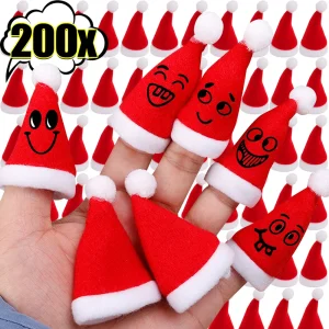 Mini cappello da babbo natale tappi di lecca-lecca in tessuto Non tessuto copribottiglie di vino portabottiglie di natale stoviglie da cucina decorazione per la cena 1