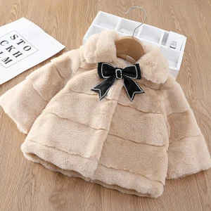 Nuovo autunno inverno caldo cappotto in pelliccia sintetica per ragazze giacca tuta da neve per bambini dolce principessa di Natale capispalla 1-5 anni vestiti per bambini 1
