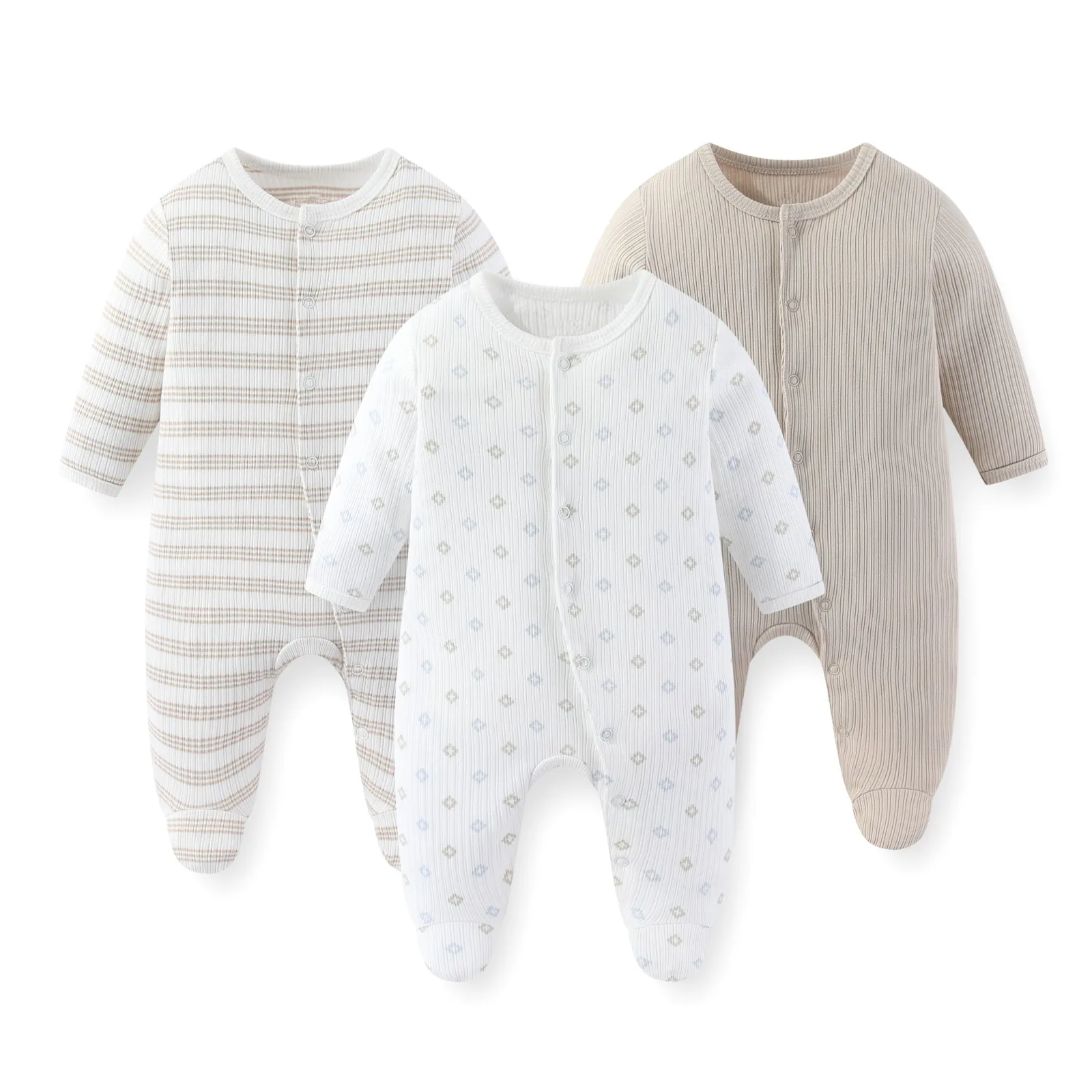 Kiddiezoom 3 Pz/lotto Autunno Inverno Unisex Moda Manica Lunga Baby Boy Girl Pagliaccetto 100% Cotone Morbido Neonato Tute Abbigliamento 5