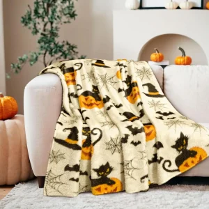 1PC Halloween Coperta da tiro Zucca Teschio Pipistrelli Fantasma Gatti neri Coperta sottile Regali per divano letto Auto Casa Campeggio per tutte le stagioni 1
