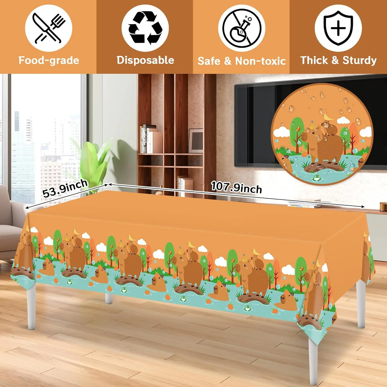 Capybara Compleanno Tableclo Compleanno Fecoration Capybara Tovaglia Copritavolo Baby Shower Capybara Compleanno Ragazza Bomboniere 5