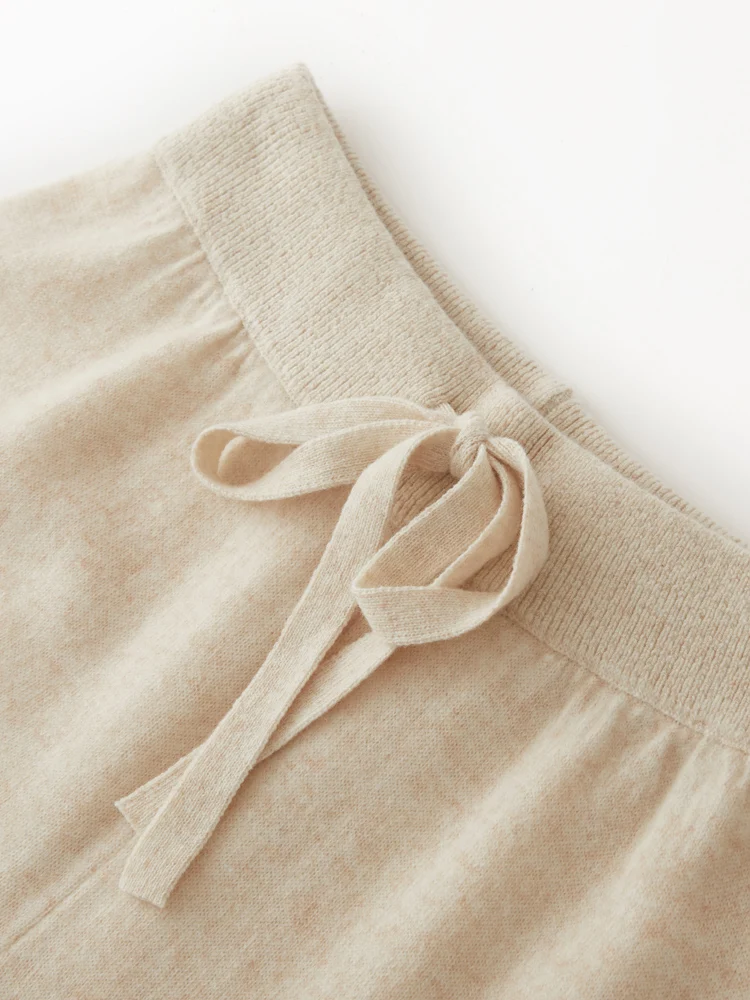 2025New Women100% lana merino lavorata a maglia pantaloni a gamba larga autunno inverno basic morbido caldo cashmere pantaloni in maglia casual stile con coulisse 6