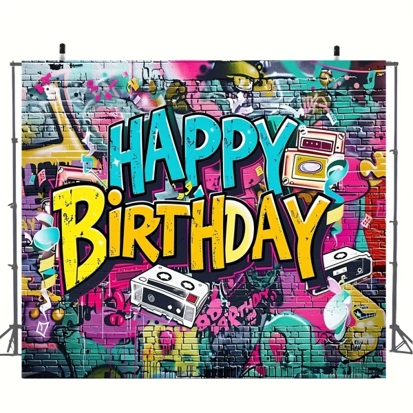Graffiti - Style - Fondale energetico di buon compleanno, arazzi, decorazioni per feste, regali per feste di carnevale di compleanno 2