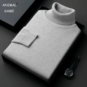Sweatwear Uomo Anti-pilling Maglione dolcevita lavorato a maglia di alta qualità Slim Fit Pullover a maniche lunghe Tinta unita Tendenza Abbigliamento uomo 1