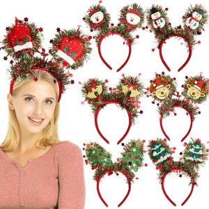 Fasce per capelli per cartoni animati Fasce per feste luminose Fasce per alberi di Natale Fasce per capelli per vacanze di cartoni animati per regali di festival Festa di Natale 1