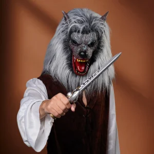1 maschera con testa di lupo - Materiale in lattice Adatto per giochi di ruolo Spettacoli teatrali, feste natalizie e oggetti di scena per trucchi in costume di Halloween 1