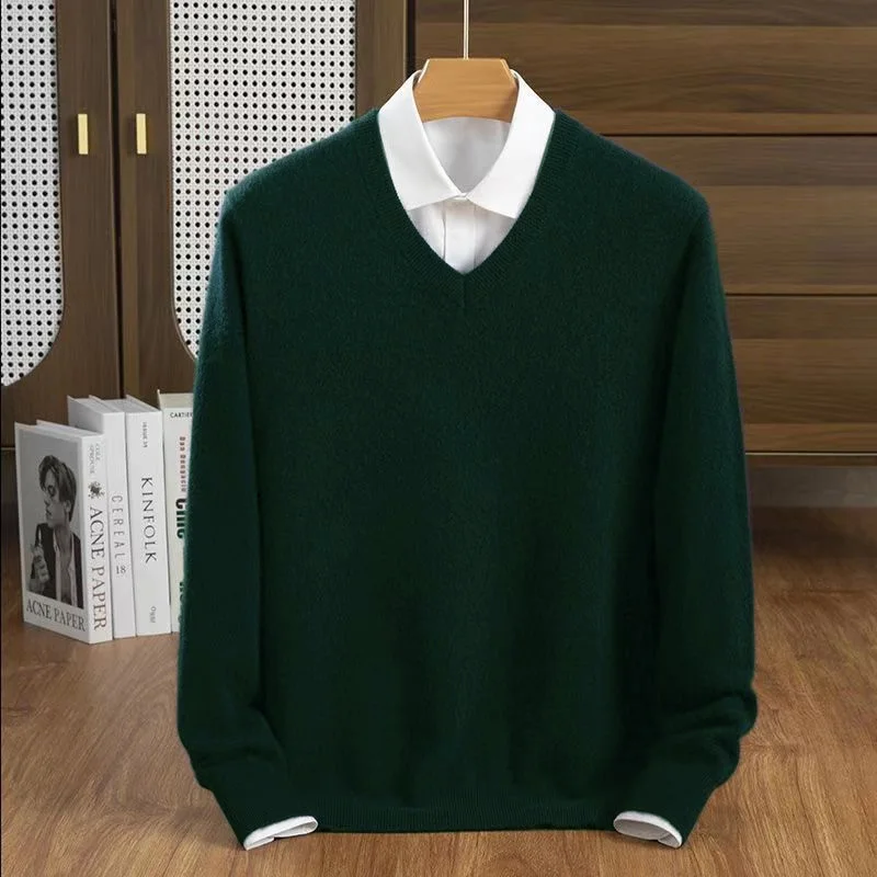 Maglione in Cashmere Super lana uomo Pullover spesso autunno inverno caldo classico scollo a v vestiti maglione maschile Jersey Hombre Pull Homme 6