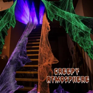 1 set di decorazioni di Halloween per bar casa stregata Halloween spaventoso scena di feste puntelli ragnatela elastica bianca ragnatela horror 1