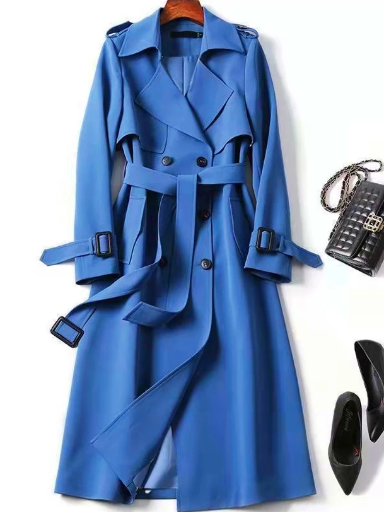 Primavera Autunno Novità nella giacca a vento da donna alla moda a maniche lunghe con allacciatura elegante cappotto giacca a vento per pendolari con temperamento 2