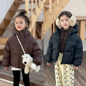 Cappotti di cotone caldi per bambini Autunno inverno Ragazzi Ragazze Giacche spesse imbottite Capispalla con cappuccio per bambini Abbigliamento per bambini 3-12 anni 1