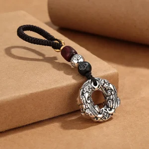 Retro stile etnico Double Sided Pixiu portachiavi auto ciondolo uomo regalo fortunato benedizione ciondolo collana gioielli maschili 1