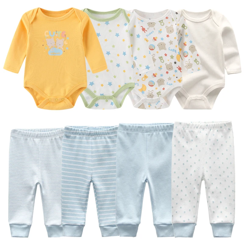 6/8 pezzi tute in cotone + pantaloni set di vestiti per bambina neonato manica lunga vestiti per neonato autunno inverno stampa cartoon Bebes 3