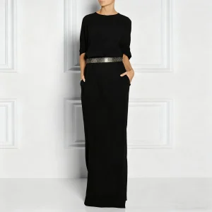 Modigirl Autunno Inverno Classico Nero Maxi Abito per Donna 2025 Elegante Festa di Compleanno Reno Pietre Abiti Allentati Vestiti Delle Donne 1