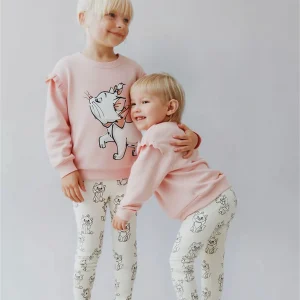 Disney Girls Primavera Autunno Costume Nuovo Casual Girocollo Top Pantaloni sportivi Set da 2 pezzi Bambini Cartoon Felpa con cappuccio Leggings Abiti 1