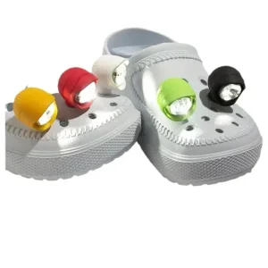 2 pezzi luci per scarpe a LED ciondoli accessori decorativi per passeggini notturni equitazione escursionismo passeggiate per cani scarpe ciondoli mini fari per coccodrillo 1