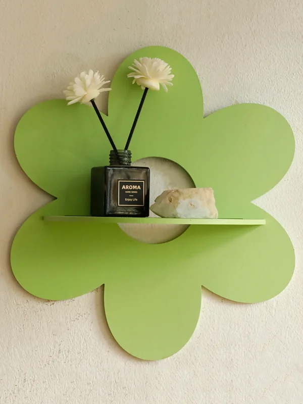 Espositore per scaffali in cristallo con fiori Scaffale da parete galleggiante Boho per camere da letto Soggiorno Scaffali estetici in legno montati a parete Decorazioni per la casa 2