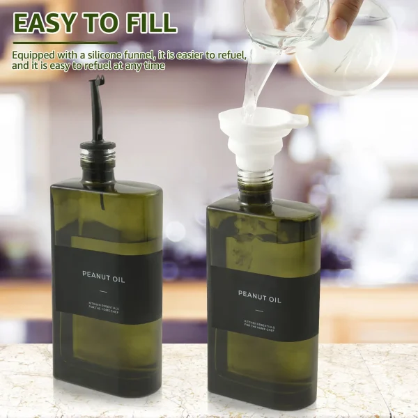 2 pezzi dispenser di olio d'oliva 500 ml bottiglia di olio di vetro bottiglia di condimento bottiglia di aceto contenitore per condimenti gadget da cucina 4