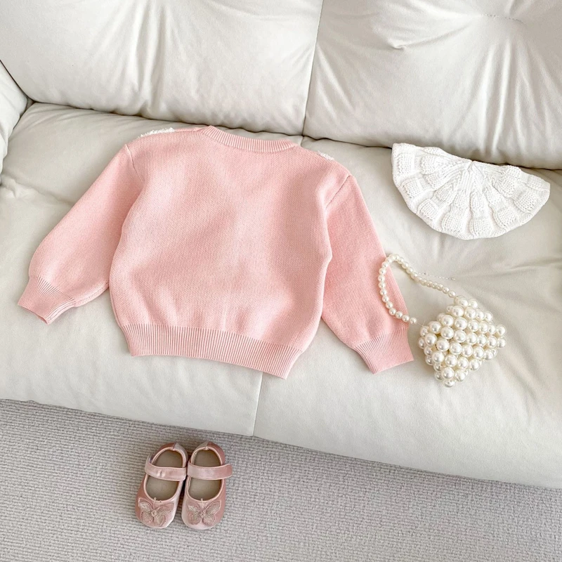 Nuovi vestiti primaverili per bambini da 0 a 3 anni, squisito maglione a maniche lunghe ricamato e cardigan per bambine 3