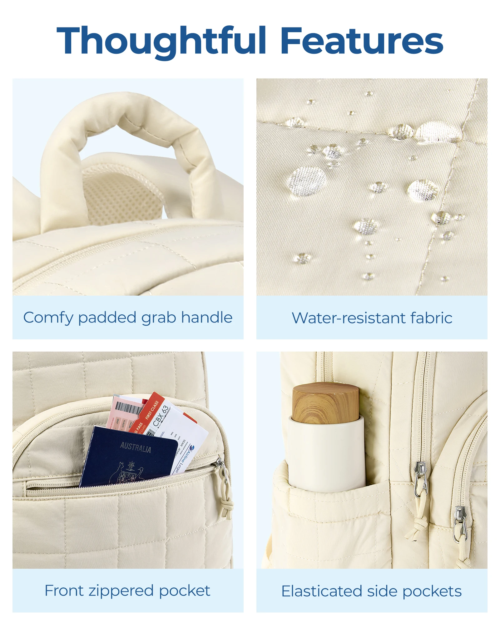 BAGSMART Borse per laptop Zaino casual universitario per donna Zaino per computer piccolo trapuntato Borsa per notebook da 15,6 pollici resistente all'acqua 6