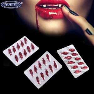 6 pz/10 pz realistico falso pillole di sangue capsule di vampiro Horror spaventoso divertente trucco giocattoli Halloween aprile pazzi giorno puntelli del partito 1