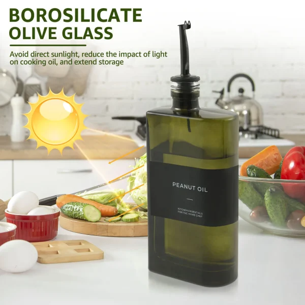 2 pezzi dispenser di olio d'oliva 500 ml bottiglia di olio di vetro bottiglia di condimento bottiglia di aceto contenitore per condimenti gadget da cucina 6