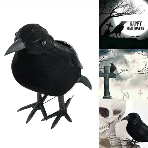 Simulazione Corvo nero Halloween Corvo nero Puntelli Simulazione Uccello finto Fantasma Festival Decorazione di Halloween Giocattoli spaventosi 4