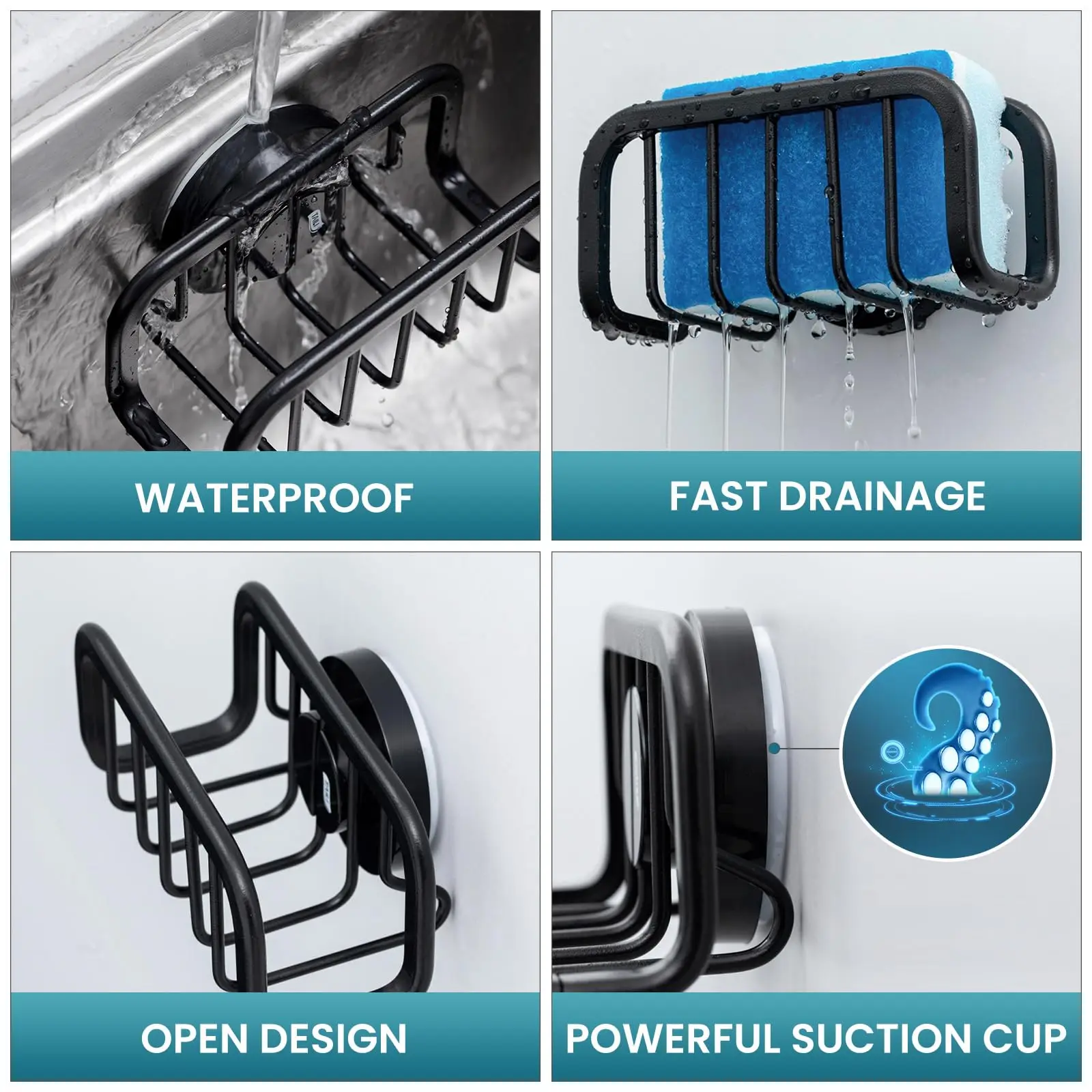 TAILI Scaffale per spugna per lavello Scaffale per scarico Scaffale per organizer per straccio con sfera in filo da cucina in acciaio inossidabile per portaoggetti da cucina 4