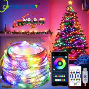 Luci natalizie USB con telecomando Bluetooth, sincronizzazione musicale, luci decorative per camera da letto da giardino per interni ed esterni impermeabili 1