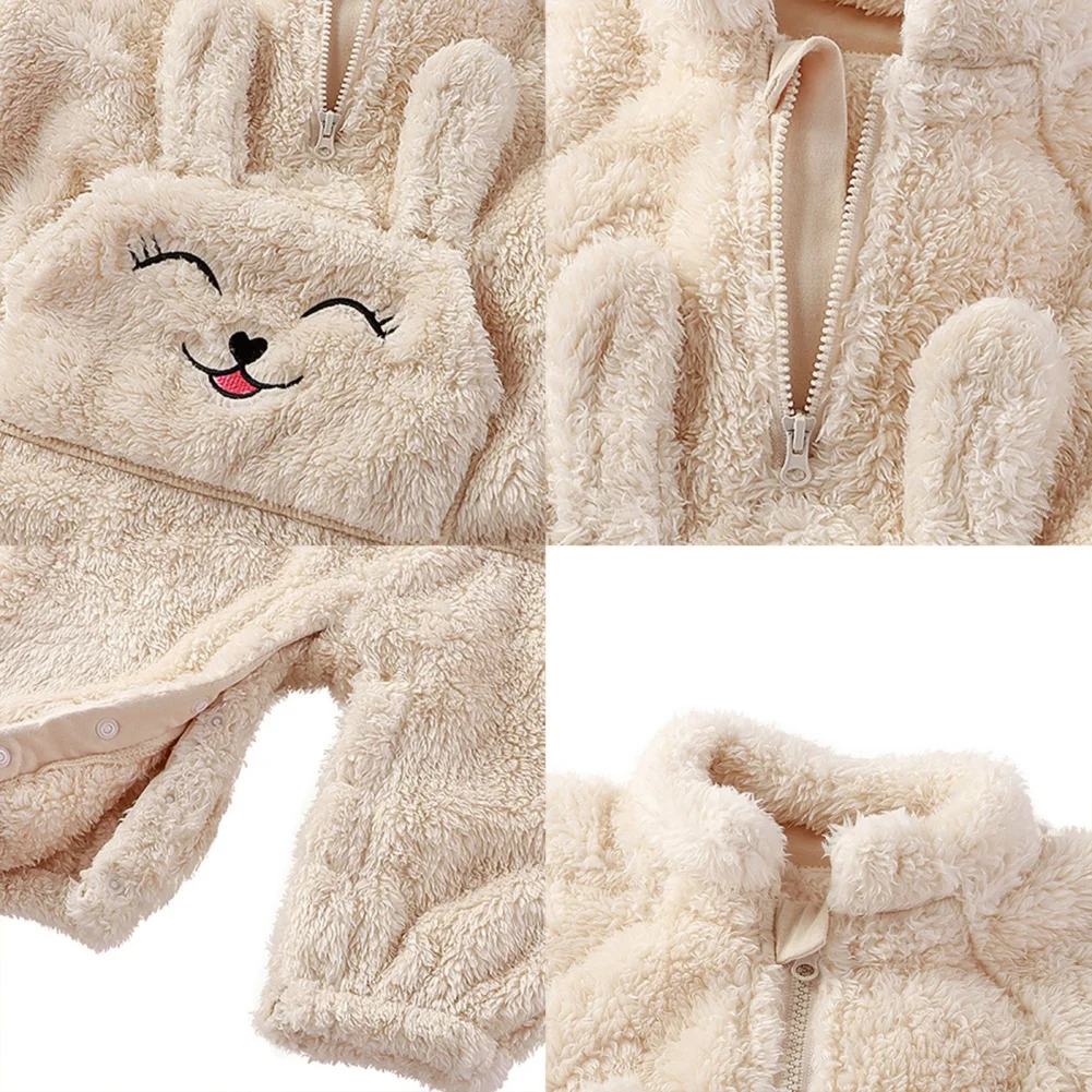 0-2T neonate ragazzi pagliaccetto neonato tute calde Coral Fleece Cartoon tuta inverno caldo manica lunga pigiameria infantile 5