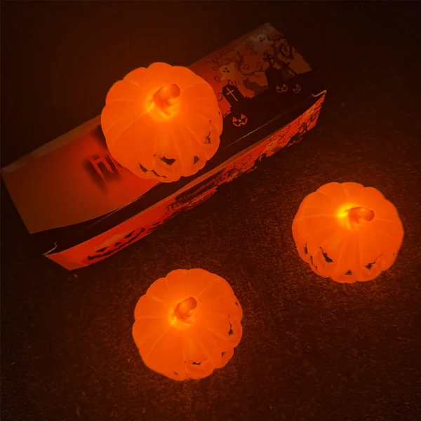 Lanterna di zucca Luce di candela Teschio di Halloween Fantasma Lampada per bambini Regalo per la camera da letto Decorazione per feste in giardino Luce d'atmosfera 1