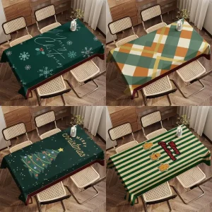 Buon Natale Fiocchi di neve Ristorante Tovaglia da cucina Soggiorno Decorazione domestica Decorazione rettangolare per feste 1