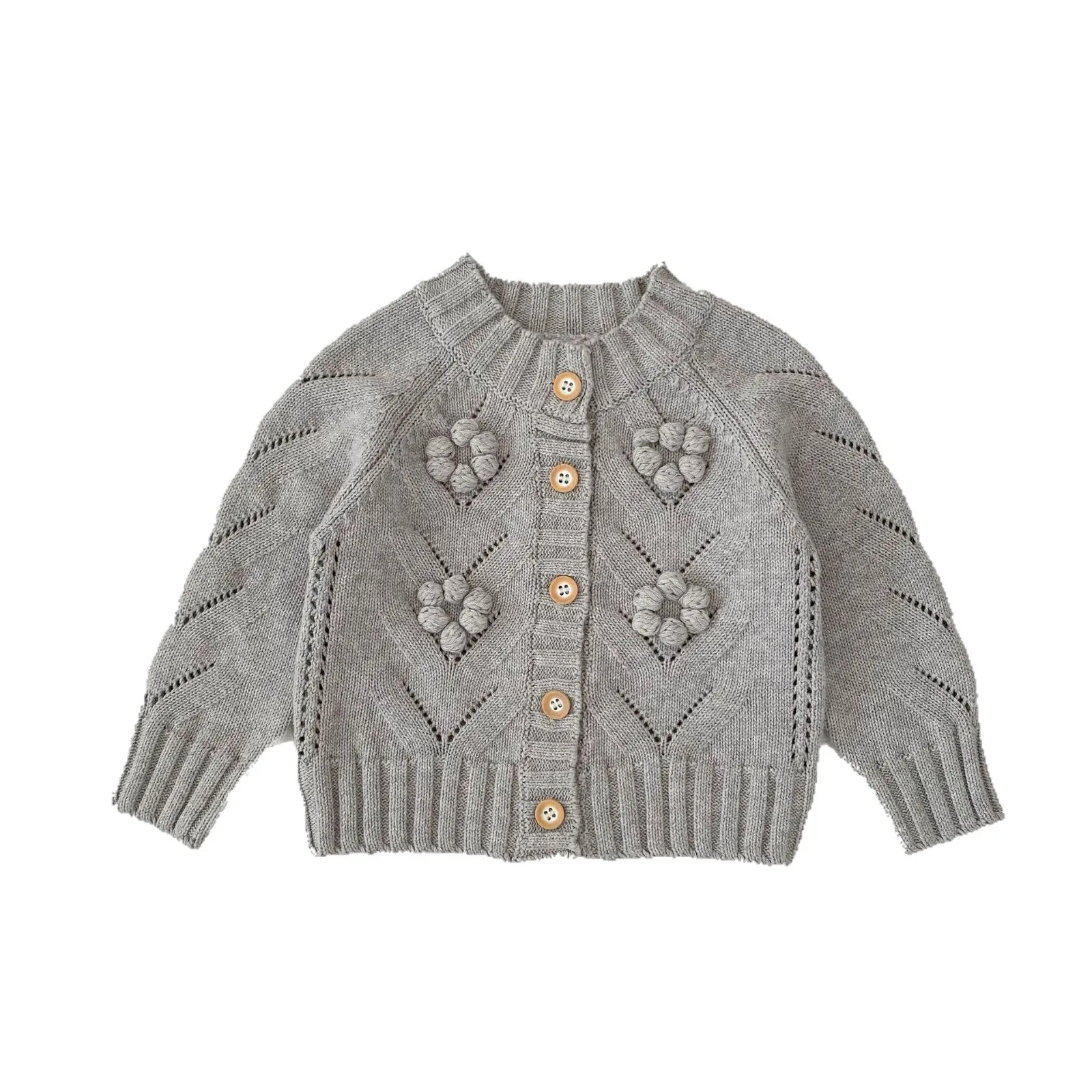 INS 2025 Autunno Outfit New Baby Girl Baby Intagliato Vuoto Gancio a mano Palla Giacca maglione lavorato a maglia Cardigan versatile 5