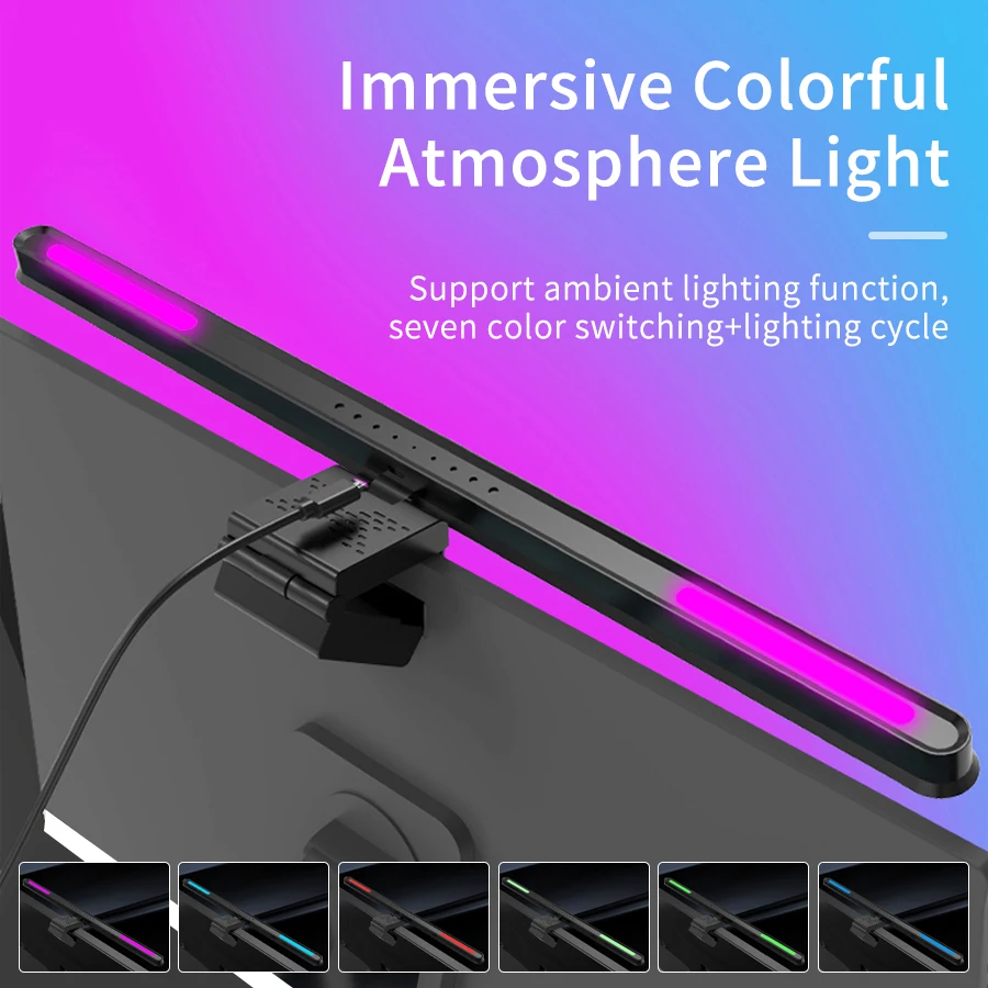 Lampada da scrivania a LED da 51 cm lampada a sospensione per schermo del computer USB striscia luminosa con display a regolazione continua per la protezione degli occhi lampada da scrivania da studio 2