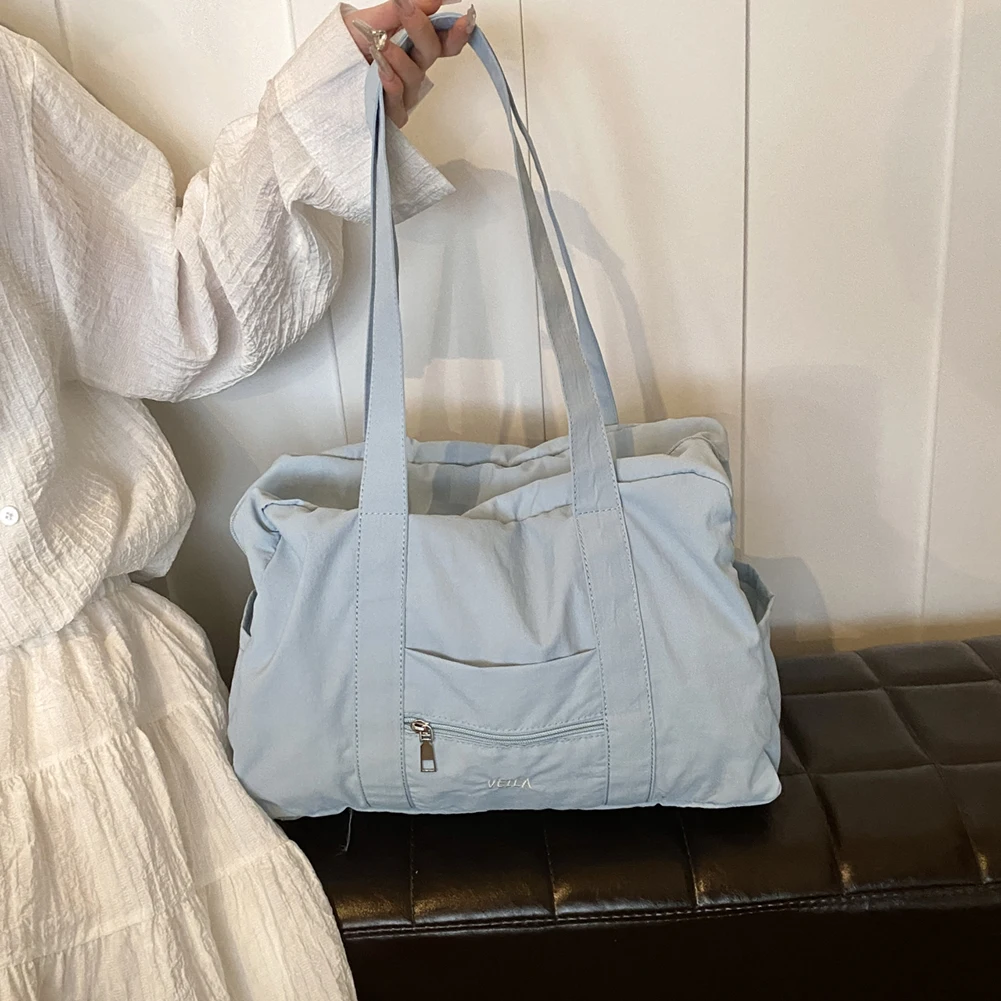 Borsa a tracolla semplice unisex Borsa da viaggio in tessuto Oxford Borsa da viaggio leggera in tinta unita Borsa da viaggio per brevi viaggi all'aperto 1