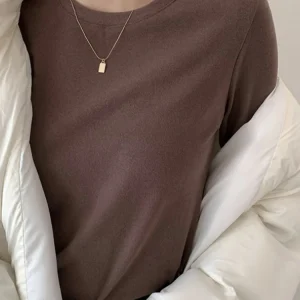 T-shirt maglione da donna invernale T-shirt oversize da donna Abbigliamento da donna T-shirt da donna Top pullover T-shirt lavorata a maglia a tubo a maniche lunghe 1