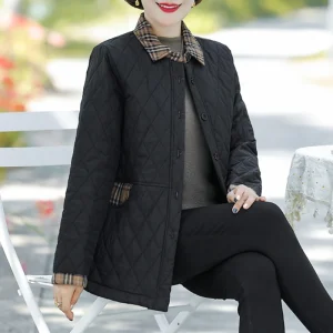 Giacca trapuntata da donna autunno giacca a maniche lunghe parka top imbottito in cotone cappotto madre in cotone Plus Size Feminino 1