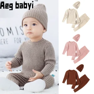 Set di maglioni 3 pezzi set di vestiti per neonato bambini ragazzi ragazze autunno inverno abbigliamento in maglia vestito neonato abiti per bambini top pantaloni 1-4Y 1