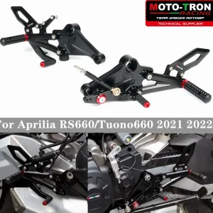 MOTO-TRON moto CNC regolabile posteriore Set pedane poggiapiedi poggiapiedi per Aprilia RS660/Tuono660 2021 2022 2023 2024 1