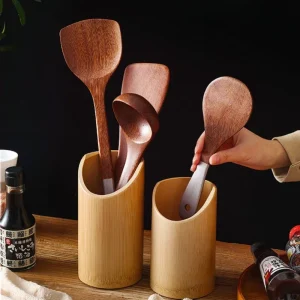 Set da cucina in legno spatola cucchiaio cucchiaio di riso accessori da cucina gadget manico lungo in legno massello per padelle antiaderenti tubo per bacchette 1