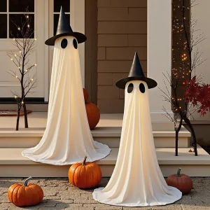 Nuova decorazione fantasma luminosa di Halloween per la decorazione esterna del cortile per il portico anteriore e il cortile simpatico fantasma multi-espressione 1