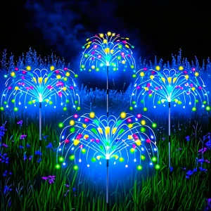 Luci solari da giardino a LED Luci solari impermeabili per fuochi d'artificio fai da te per esterni Lampada da terra Prato Cortile Percorso Patio Deocoration 1